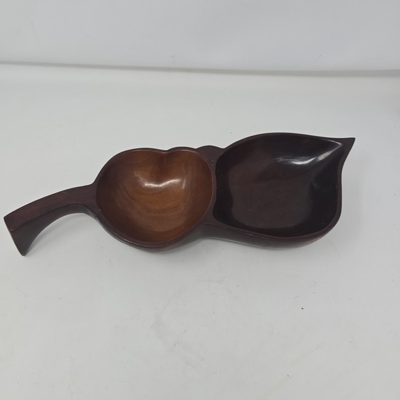 Wooden Ships Other - Vtg Wood Bowl, Mahogany from Haiti. Hand carved Leaf shape
